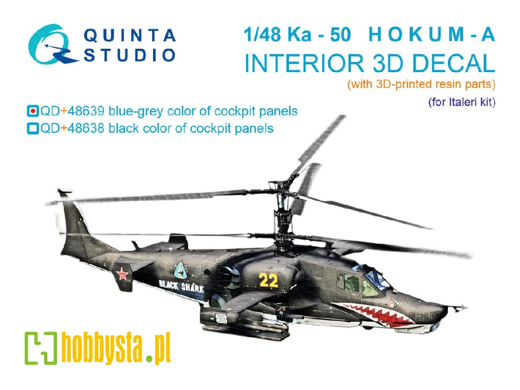 Kamov Ka-50 (Blue-grey Panels) - 3d-printed & Coloured Interior With 3d-printed Resin Parts (For Italeri Kits) - image 1