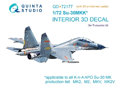Sukhoi Su-30 Mkk - 3d-printed & Coloured Interior On Decal Paper With 3d-printed Resin Part (For Trumepter Kits) - image 1