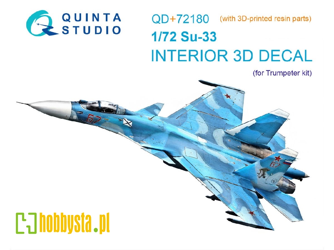 Sukhoi Su-33 - 3d-printed & Coloured Interior On Decal Paper With 3d-printed Resin Part (For Trumepter Kits) - image 1