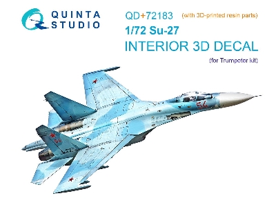 Sukhoi Su-27 - 3d-printed & Coloured Interior On Decal Paper With 3d-printed Resin Part (For Trumepter Kits) - image 1