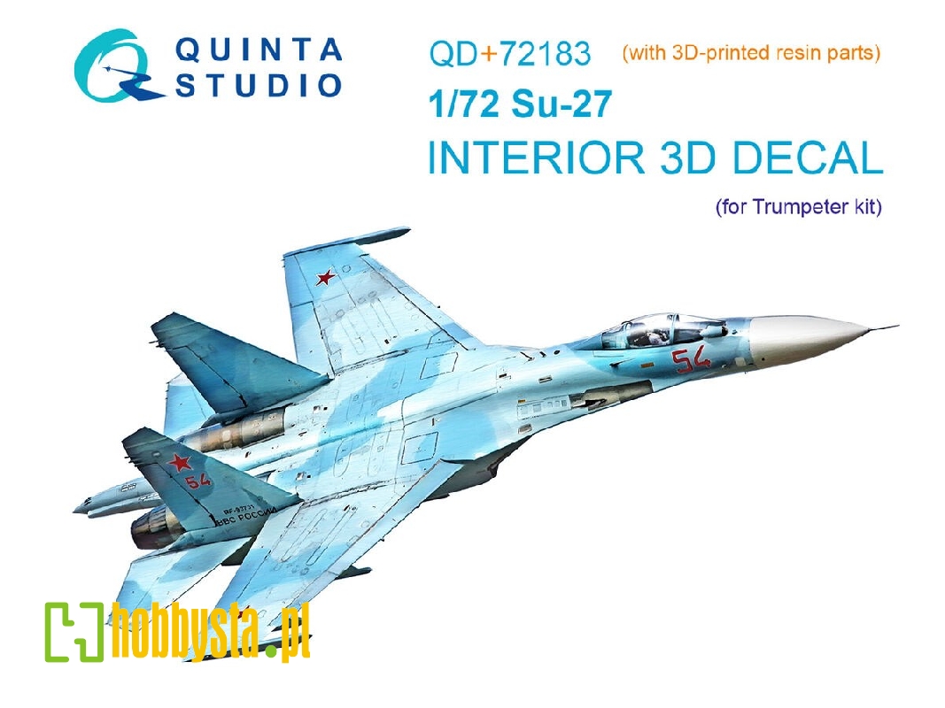 Sukhoi Su-27 - 3d-printed & Coloured Interior On Decal Paper With 3d-printed Resin Part (For Trumepter Kits) - image 1