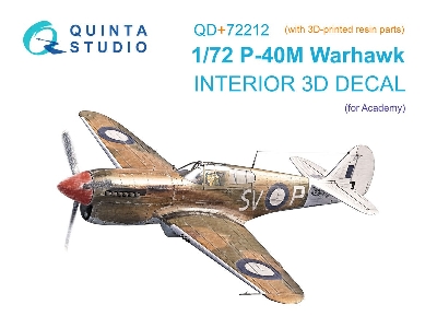 Curtiss P-40 M Warhawk - 3d-printed & Coloured Interior On Decal Paper With 3d-printed Resin Parts (For Academy Kits) - image 1
