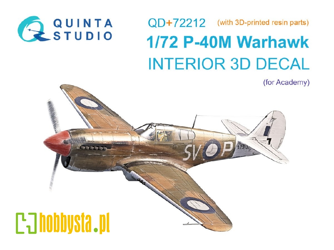 Curtiss P-40 M Warhawk - 3d-printed & Coloured Interior On Decal Paper With 3d-printed Resin Parts (For Academy Kits) - image 1
