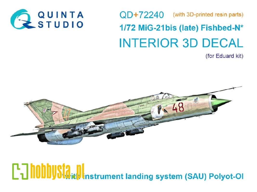 Mig-21 Bis Late - 3d-printed & Coloured Interior With 3d-printed Resin Parts (For Eduard Kits) - image 1