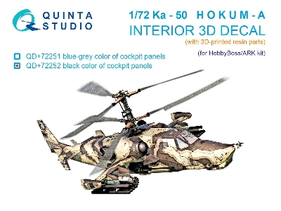 Kamov Ka-50 (Black Panels) - 3d-printed & Coloured Interior With 3d-printed Resin Parts (For Hobby Boss And Ark Kits) - image 1