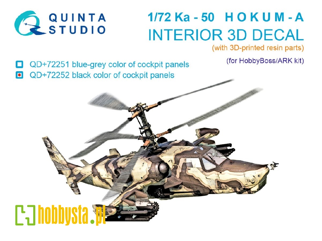 Kamov Ka-50 (Black Panels) - 3d-printed & Coloured Interior With 3d-printed Resin Parts (For Hobby Boss And Ark Kits) - image 1