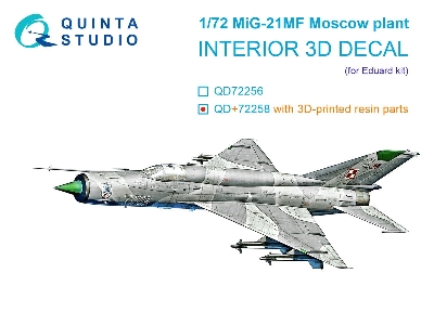 Mig-21 Mf (Moscov Plant) - 3d-printed & Coloured Interior With 3d-printed Resin Parts (For Eduard Kits) - image 1