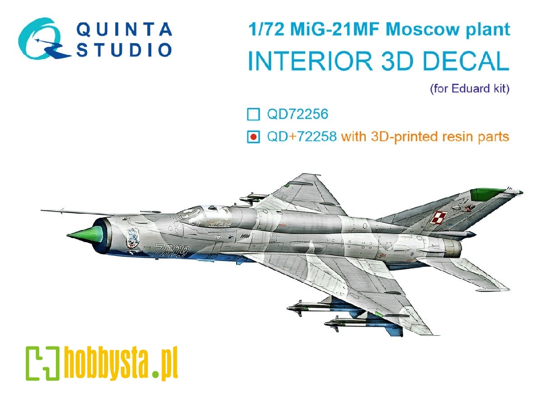 Mig-21 Mf (Moscov Plant) - 3d-printed & Coloured Interior With 3d-printed Resin Parts (For Eduard Kits) - image 1