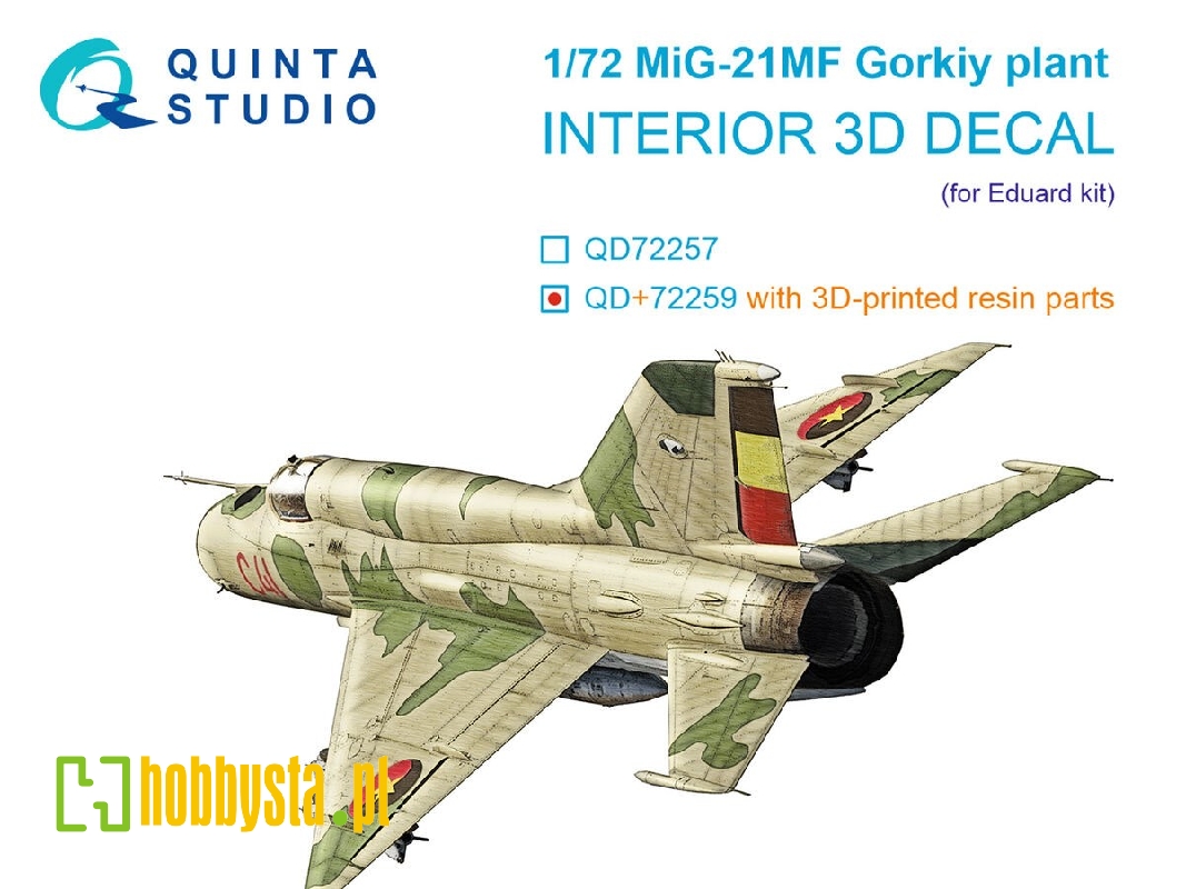 Mig-21 Mf (Gorkiy Plant) - 3d-printed & Coloured Interior With 3d-printed Resin Parts (For Eduard Kits) - image 1