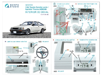Toyota Corolla Levin Ae85/86 - 3d-printed & Coloured Interior (For Aoshima Kits) - image 11