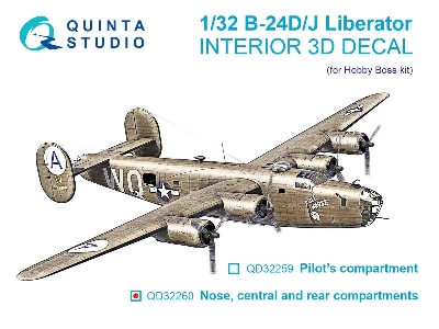 Consolidated B-24 D/J Liberator - Nose, Central And Rear Compartments 3d-printed & Coloured Interior On Decal Paper (For Hobby B