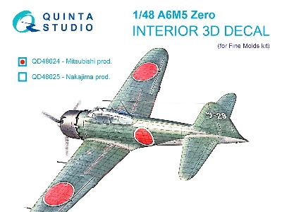 A6m5 Zero Mitsubishi Prod. - 3d-printed & Coloured Interior On Decal Paper (For Fine Molds Kits) - image 2
