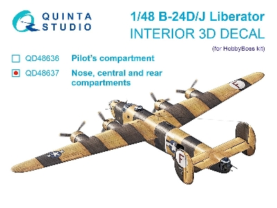 Consolidated  B-24 D/J Liberator - Nose, Central And Rear Compartments - 3d-printed & Coloured Interior (For Hobby Boss Kits) - 