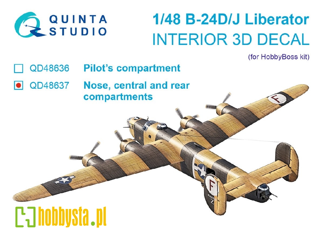 Consolidated  B-24 D/J Liberator - Nose, Central And Rear Compartments - 3d-printed & Coloured Interior (For Hobby Boss Kits) - 