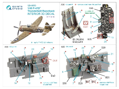 Republic P-47 D Thunderbolt Razorback - 3d-printed & Coloured Interior (For Miniart Kits) - image 10