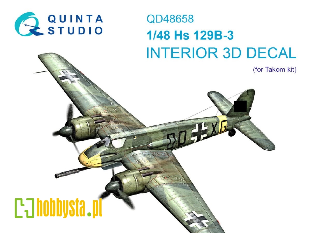 Henschel Hs-129 B-3 - 3d-printed & Coloured Interior (For Takom Kits) - image 1
