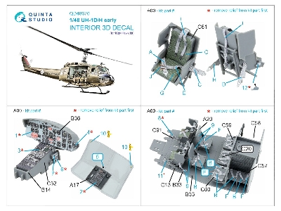 Bell Uh-1 D Early / H Early - 3d-printed & Coloured Interior (For Kitty Hawk Kits) - image 3