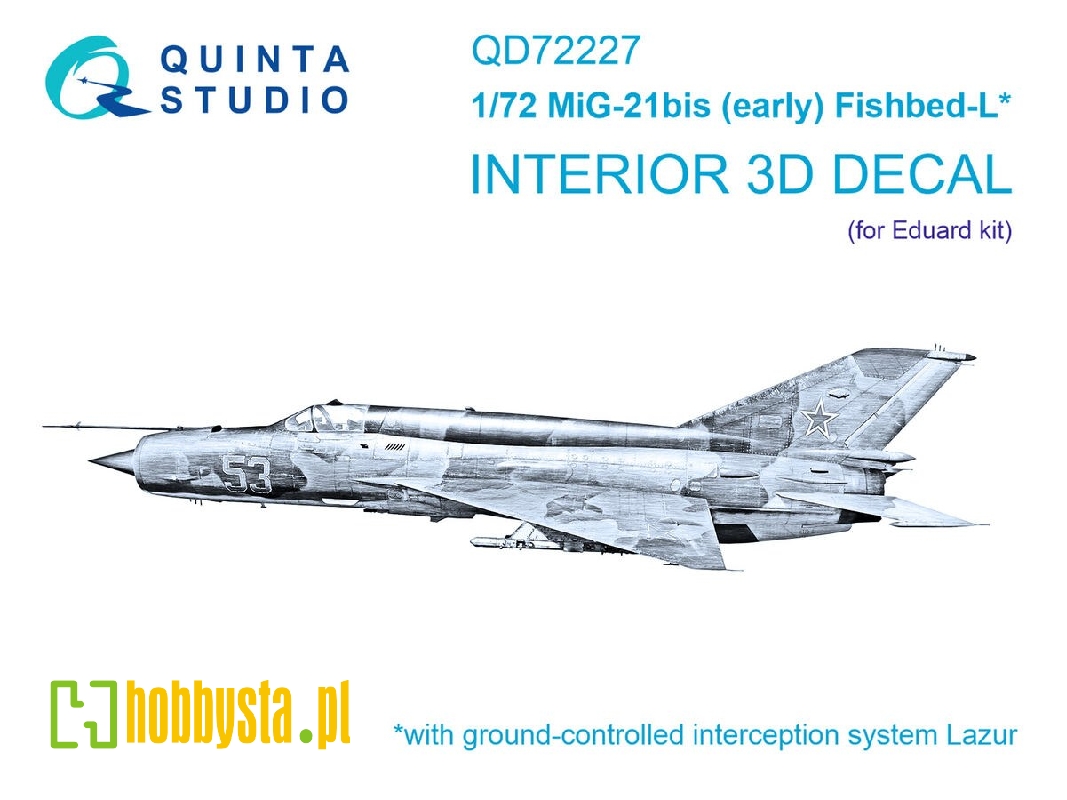 Mig-21 Bis Early - 3d-printed & Coloured Interior (For Eduard Kits) - image 1
