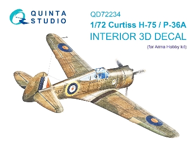 Curtiss H-75 Hawk / P-36 A - 3d-printed & Coloured Interior On Decal Paper (For Arma Hobby Kits) - image 2