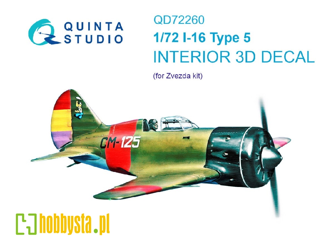 Polikarpov I-16 Type 5 - 3d-printed & Coloured Interior (For Zvezda Kits) - image 1