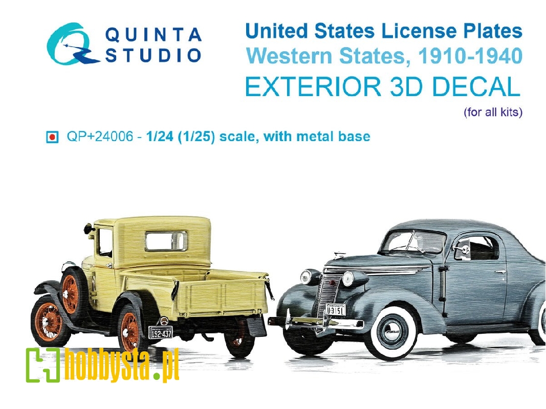 Western Us License Plates 1910-1940 With Metal Base (For All Kits) - image 1