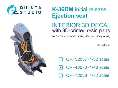 K-36dm (Initial Release) Ejection Seat - For Su-17m3/M4/Um3/22, Su-24, Mig-29 9-12 Early Aircraft (For All Kits) - image 1