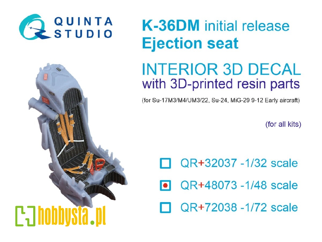 K-36dm (Initial Release) Ejection Seat - For Su-17m3/M4/Um3/22, Su-24, Mig-29 9-12 Early Aircraft (For All Kits) - image 1