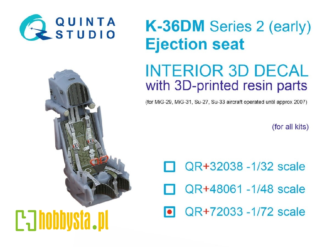 K-36dm Series2 (Early) Ejection Seat - For Mig-29, Mig-31, Su-27, Su-33 Aircraft Until 2007 (For All Kits) - image 1