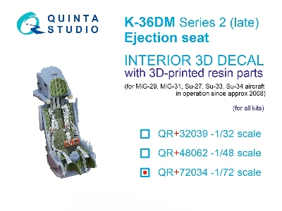 K-36dm Series2 (Late) Ejection Seat - For Mig-29, Mig-31, Su-27, Su-33, Su-34 Aircraft Since 2008 (For All Kits) - image 1