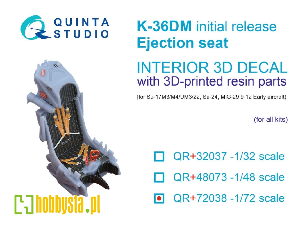 K-36dm (Initial Release) Ejection Seat - For Su-17m3/M4/Um3/22, Su-24, Mig-29 9-12 Early Aircraft (For All Kits) - image 1