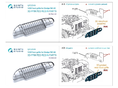 Dodge Wc-52 - Front Grille (3d-printed / For Zvezda Kits) - image 9