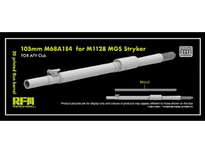 M1128 Mgs - 3d-printed Gun Barrel 105 Mm M68a1e4 (For Afv Kits) - image 1