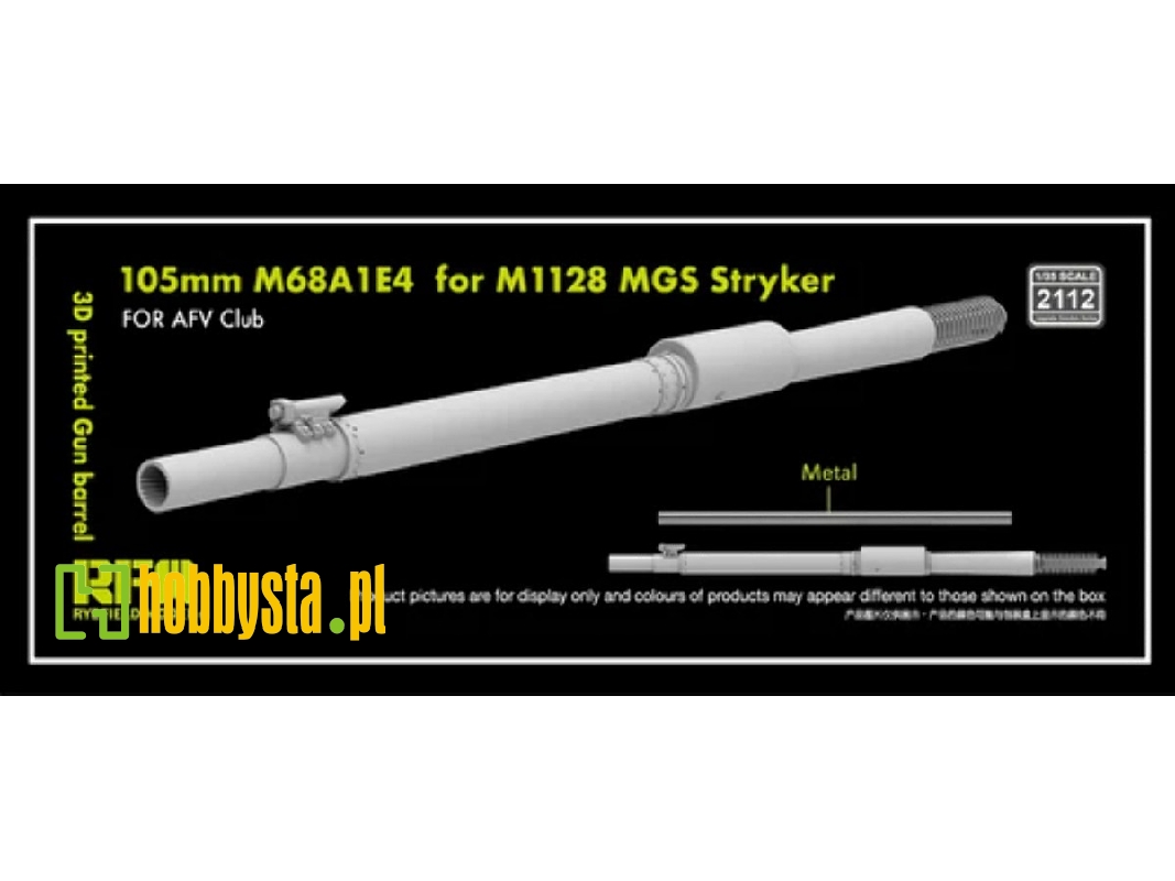 M1128 Mgs - 3d-printed Gun Barrel 105 Mm M68a1e4 (For Afv Kits) - image 1