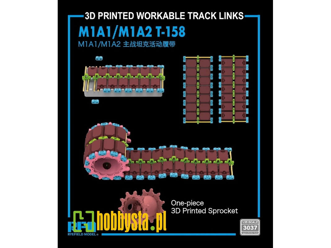 M1 A1/A2 Abrams - 3d-printed T-158 Workable Track Links - image 1