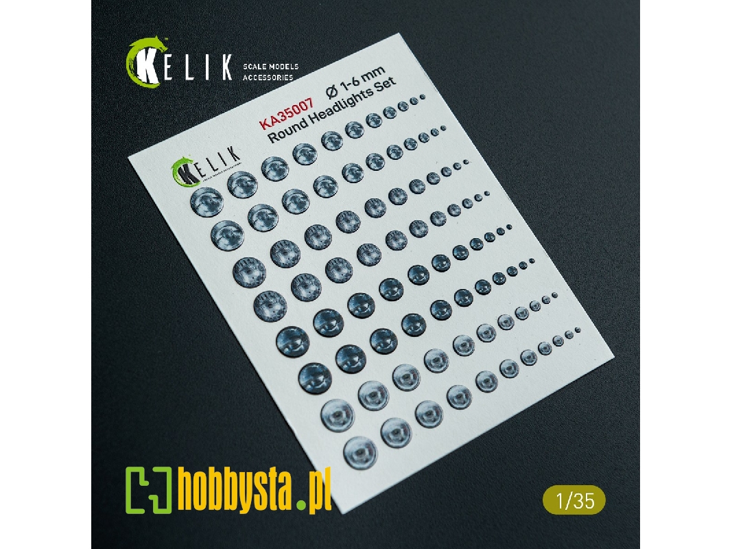 Round Headlights Set 1 Mm - 6 Mm - 3d-decal For Models - image 1