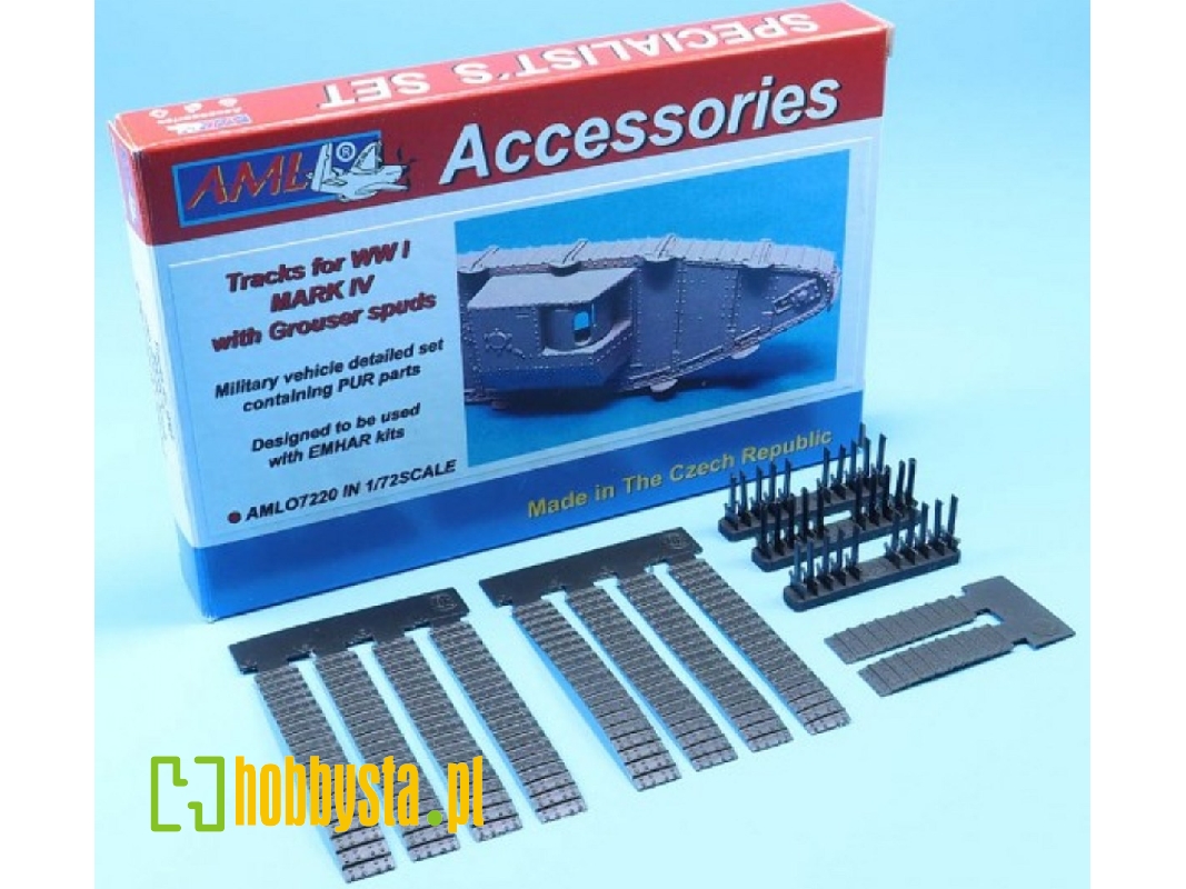 British Wwi Tank Mark Iv - Tracks + Grouser Spuds (Pur Parts / For Emhar Kits) - image 1