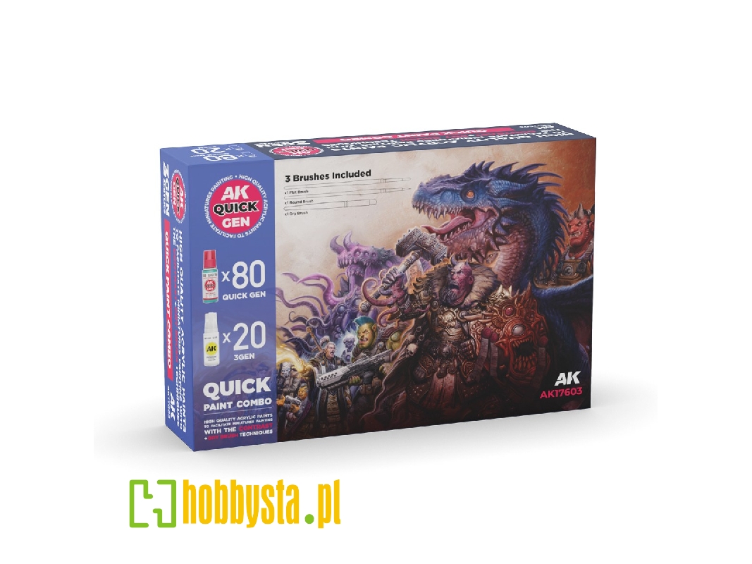 Quick Paint Combo - 100 Colors (80 Quick Gen + 20 3gen + 3 Free Brushes + 1 Medium 18ml) - image 1