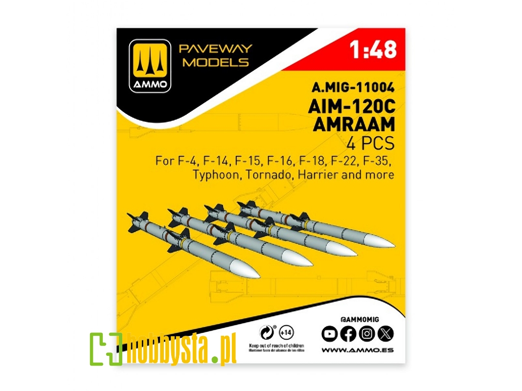 Aim-120 C Amraam (4 Pcs / 3d-printed) - image 1