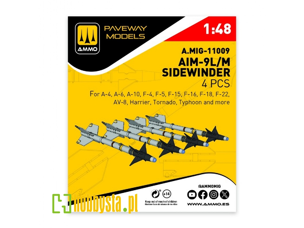 Aim-9 L/M Sidewinder (4 Pcs / 3d-printed) - image 1