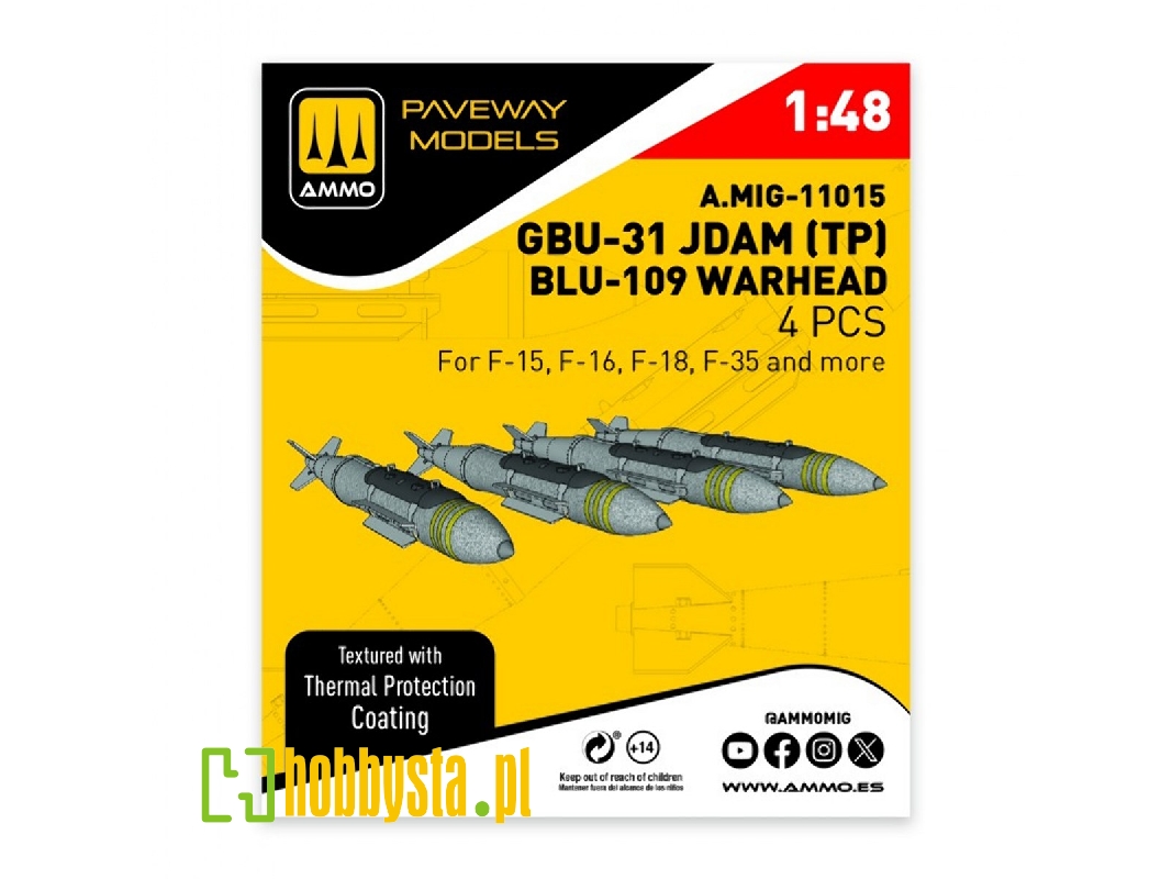 Gbu-31 Jdam With Thermal Protection / Blu-109 Warhead (4 Pcs / 3d-printed) - image 1
