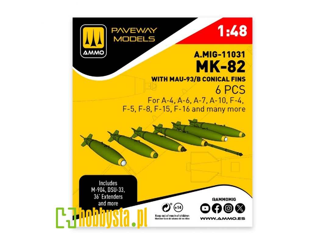 Mk.82 With Mau-93/B Conical Fin (6 Pcs / 3d-printed) - image 1