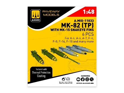 Mk.82 With Thermal Protection And Mk-15 Snakeye Fin (6 Pcs / 3d-printed) - image 1