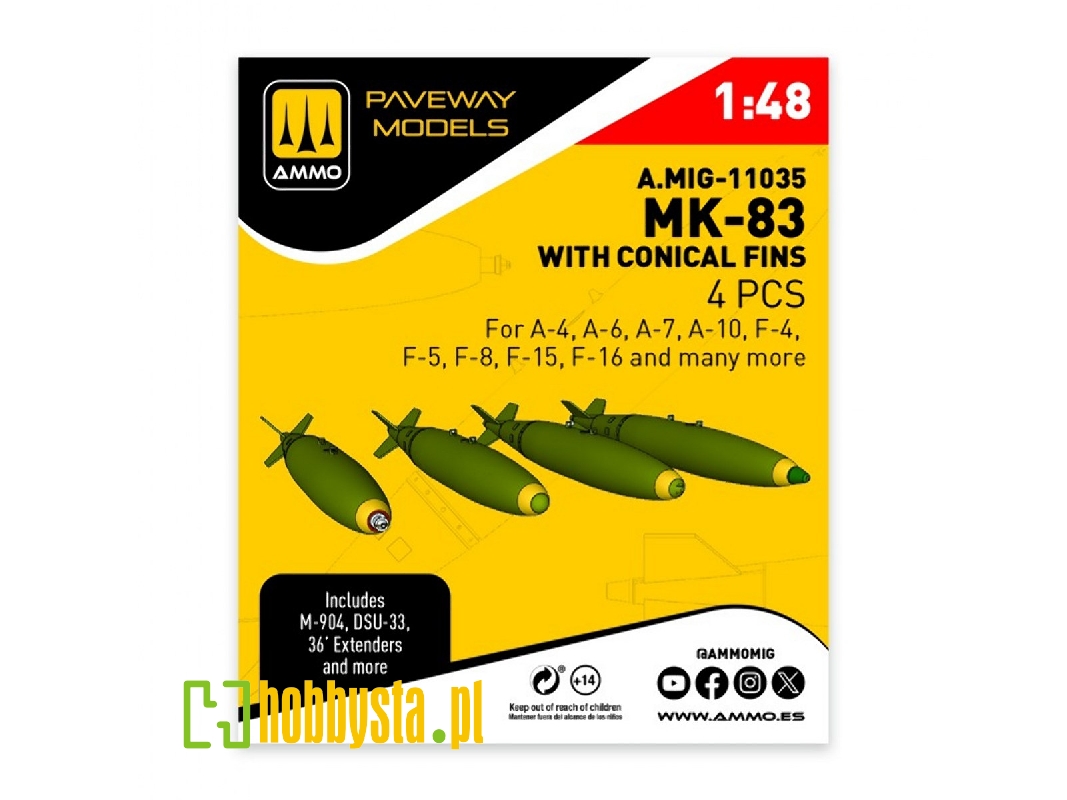 Mk.83 With Conical Fin (4 Pcs / 3d-printed) - image 1