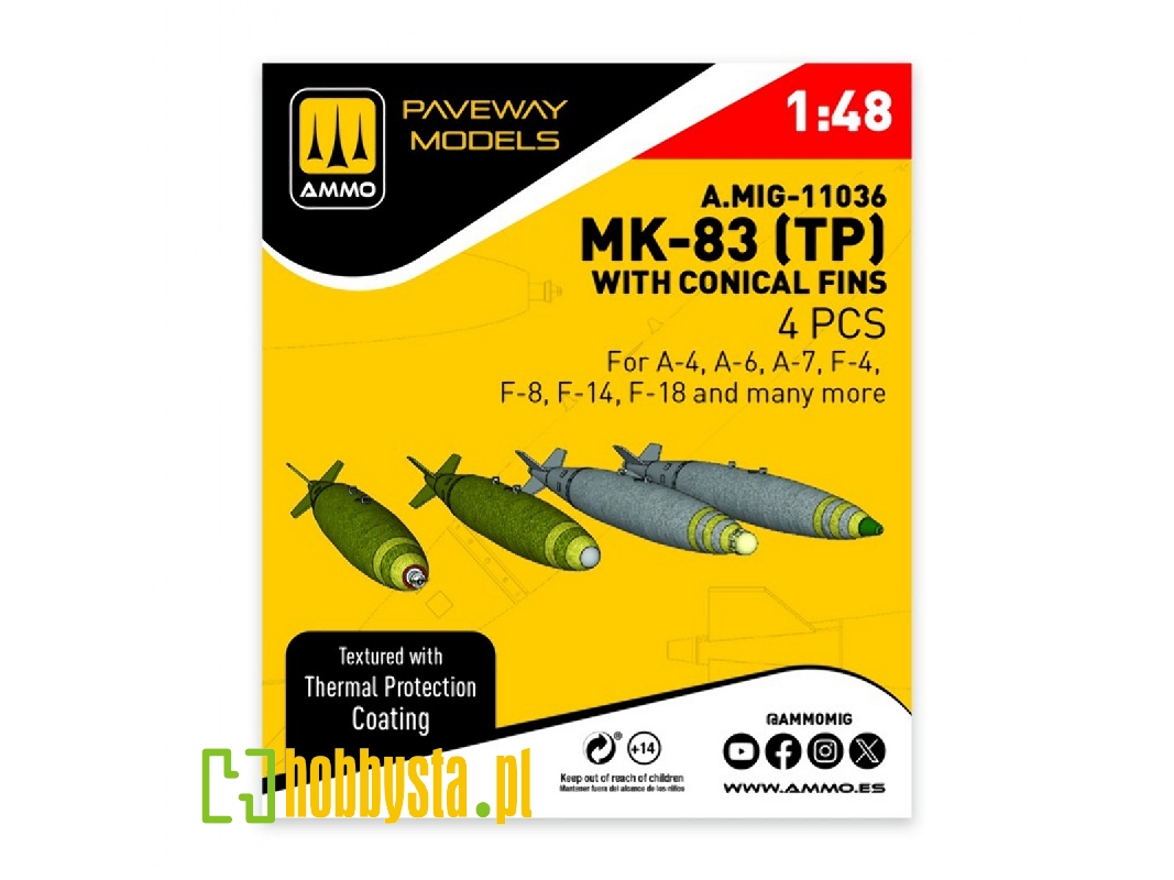 Mk.83 With Thermal Protection And Conical Fin (4 Pcs / 3d-printed) - image 1