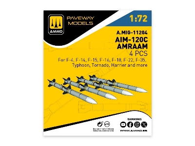 Aim-120 C Amraam (4 Pcs / 3d-printed) - image 1
