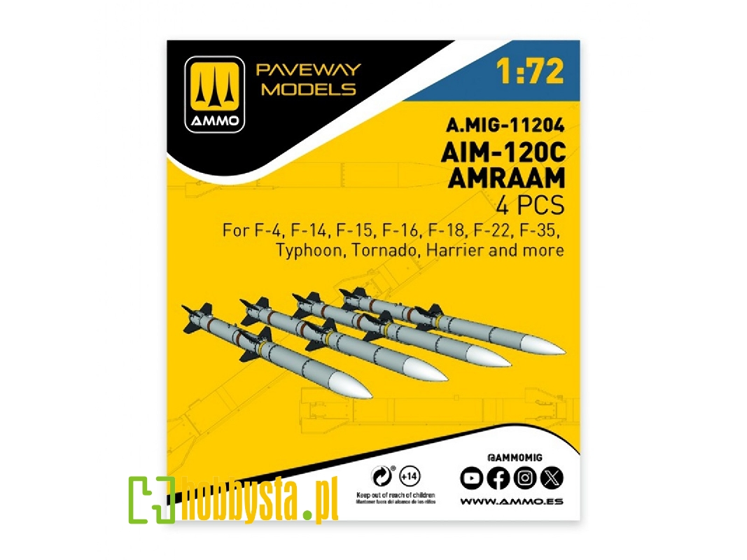 Aim-120 C Amraam (4 Pcs / 3d-printed) - image 1