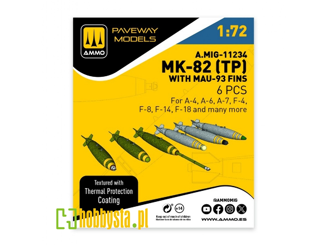 Mk.82 With Thermal Protection And Mau-93 Fin (6 Pcs / 3d-printed) - image 1