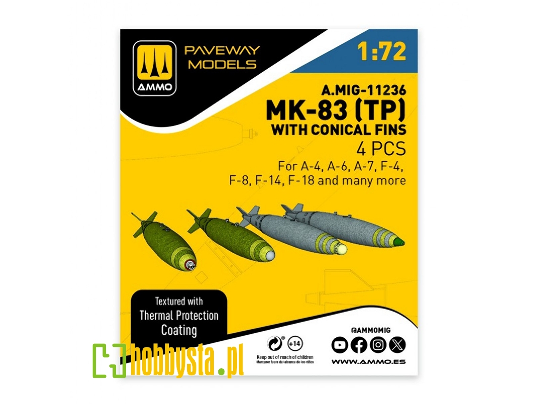 Mk.83 With Thermal Protection And Conical Fin (4 Pcs / 3d-printed) - image 1