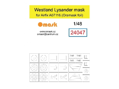 Westland Lysander - Mask (For Airfix A07116 - Oramask Foil) - image 1