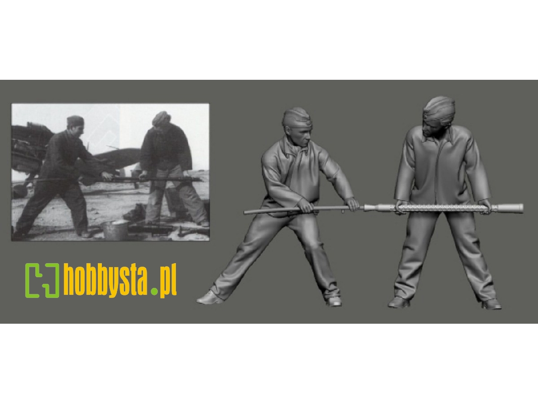 German Wwii Luftwaffe Ground Crew - Mg Cleaner (2 Figures) - image 1